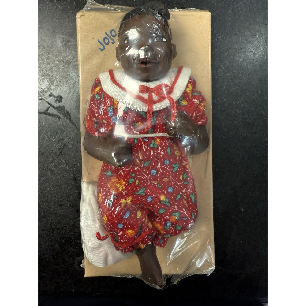 Vintage Daddy's Baby Jojo Hard Plastic Doll On Card Red Floral‎ Outfit